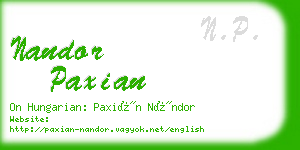 nandor paxian business card